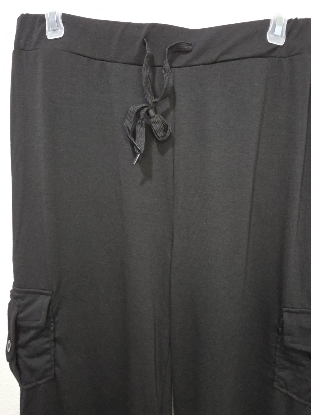 Black Cargo Jogger Pants with Drawstring Waist - Picture 2 of 12
